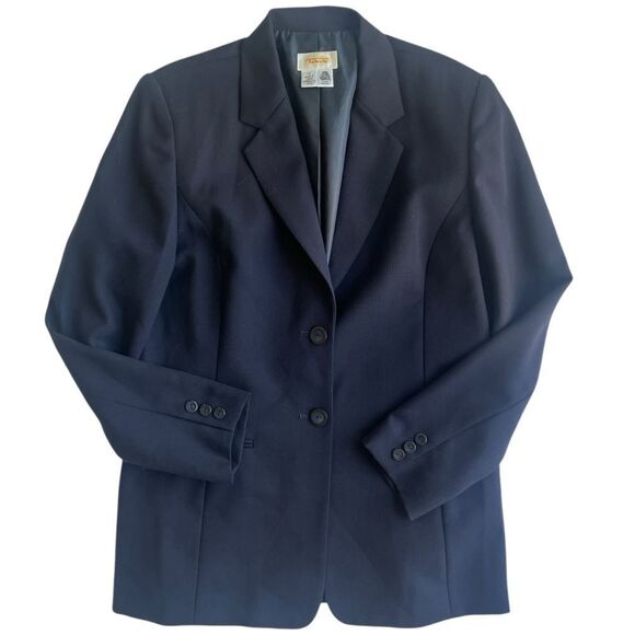 Talbots Women’s Navy Blue 100% Wool Fitted One Button Blazer Size 10 - Picture 5 of 12